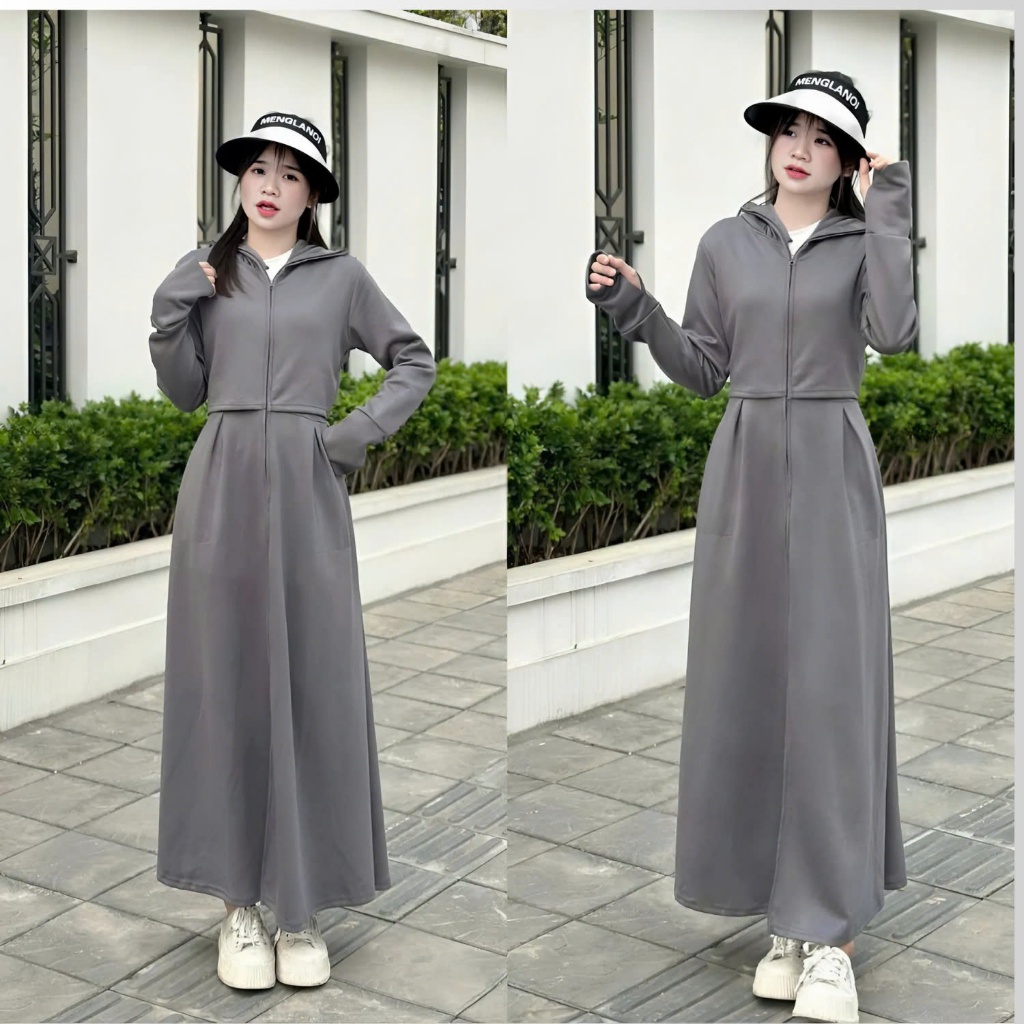 Áo chống nắng nữ toàn thân dáng dài vải umi croptop loại 1 , áo choàng chống nắng váy liền thân 2 lớp thân trên mới nhất
