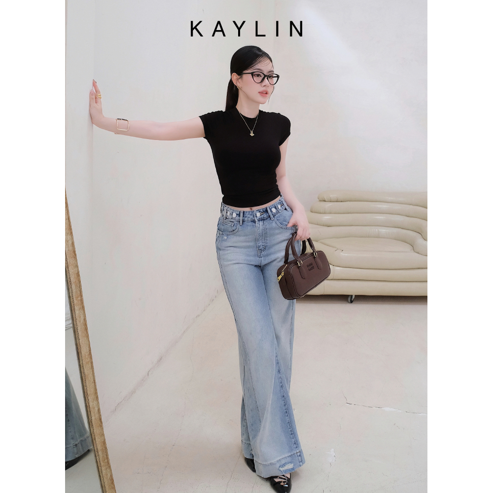 Ảnh Quần JEAN KAYLIN form suông phối nút chất vải denim dầy dặn phong cách BST Hè 2025 - N2468 4