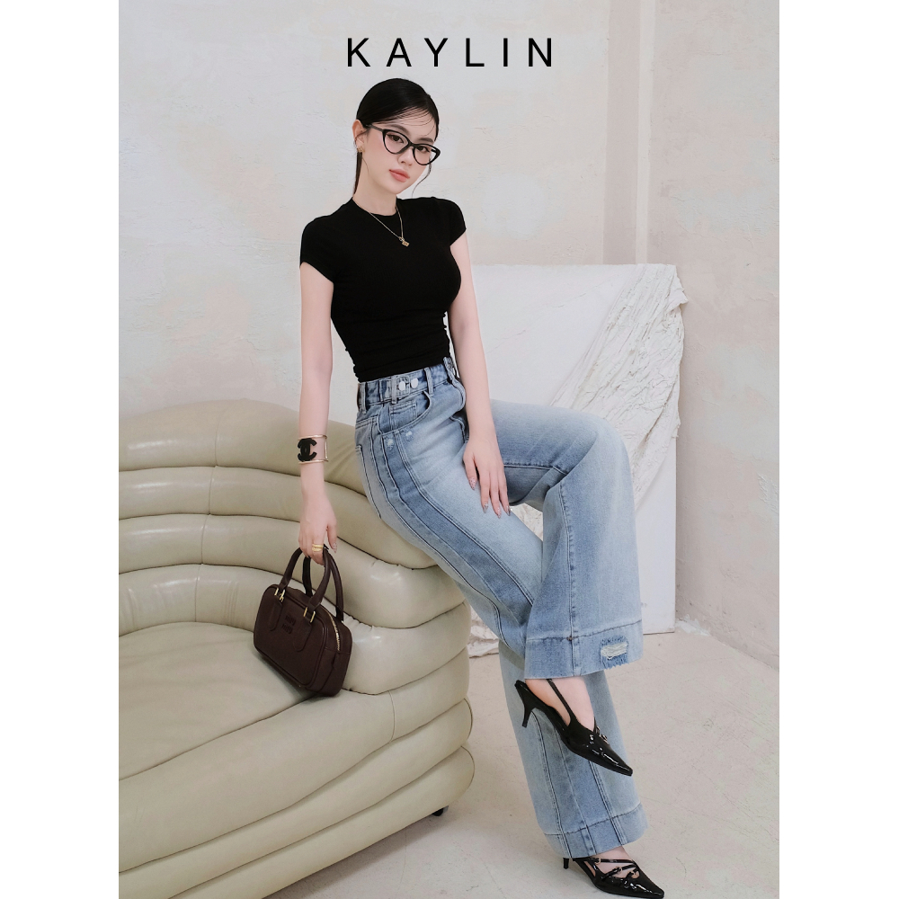 Ảnh Quần JEAN KAYLIN form suông phối nút chất vải denim dầy dặn phong cách BST Hè 2025 - N2468 2