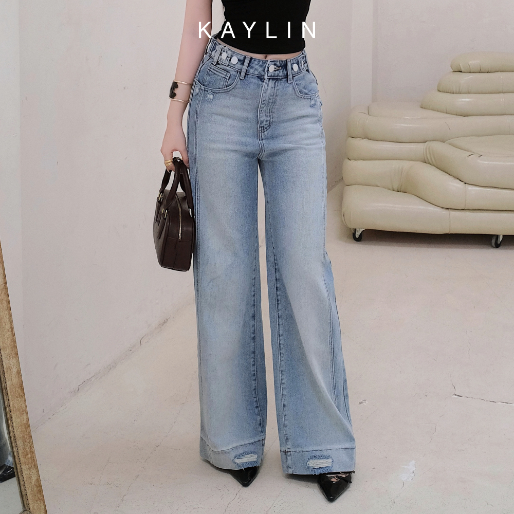 Ảnh Quần JEAN KAYLIN form suông phối nút chất vải denim dầy dặn phong cách BST Hè 2025 - N2468 3