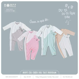 Body dài tay cài chéo hrnee duidam sz 0-3,3-6,6-9 chất mềm mát,mặc điều hoà