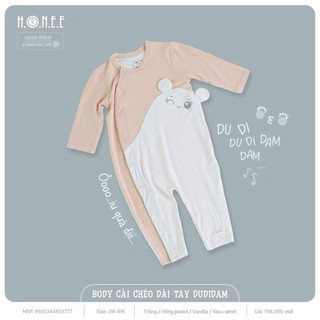 Body dài tay cài chéo hrnee duidam sz 0-3,3-6,6-9 chất mềm mát,mặc điều hoà