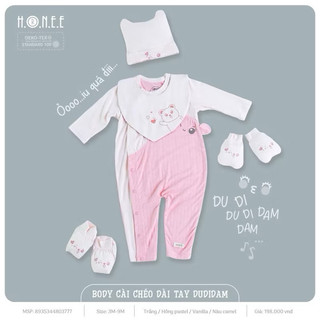 Body dài tay cài chéo hrnee duidam sz 0-3,3-6,6-9 chất mềm mát,mặc điều hoà