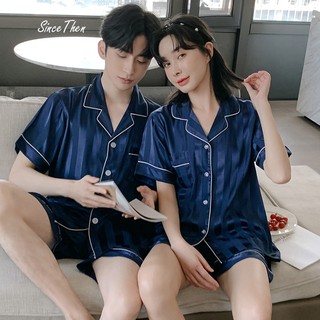 Đồ ngủ cho nam ngắn mùa hè mềm mịn mát, pijama lụa nam vải satin (kèm ảnh cận vải) - Sincethen