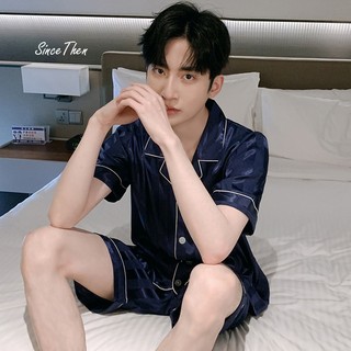 Đồ ngủ cho nam ngắn mùa hè mềm mịn mát, pijama lụa nam vải satin (kèm ảnh cận vải) - Sincethen