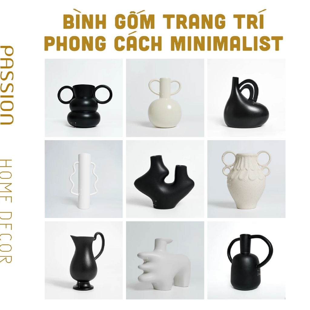 Bình Gốm Thiết Kế Kiểu Dáng Mới Lạ Phong Cách Minimalist