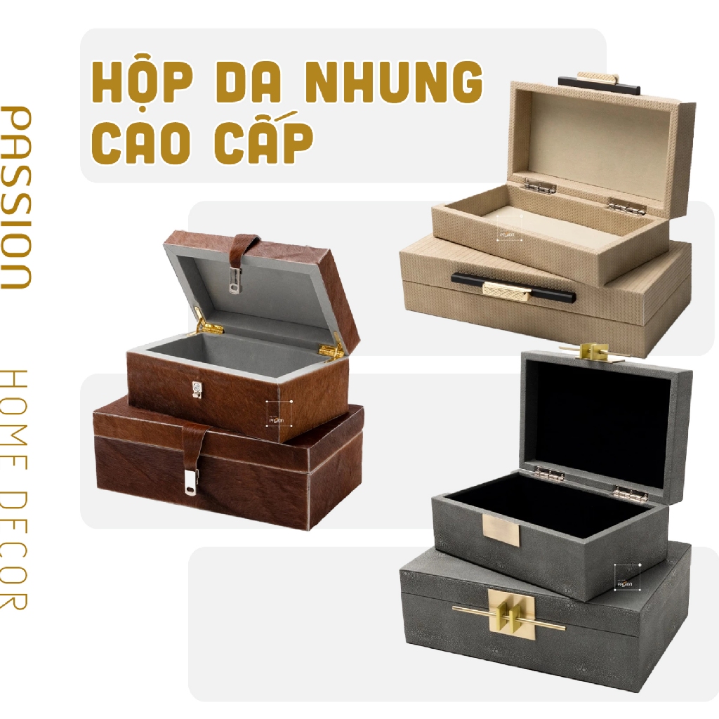 Hộp Đựng Tiền, Trang Sức, Nữ Trang Thiết Kế Sang Trọng Chất Liệu Da Nhung Cao Cấp