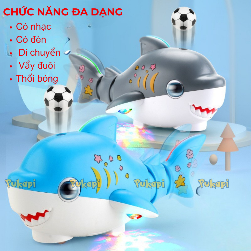 Đồ Chơi Cá Mập Thổi Bóng Cá Heo Thổi Bóng Bóng Lơ Lửng Kèm Nhạc Đèn Di Chuyển Vui Nhộn Cho Bé - Đồ Chơi Cho Bé PUKAPI