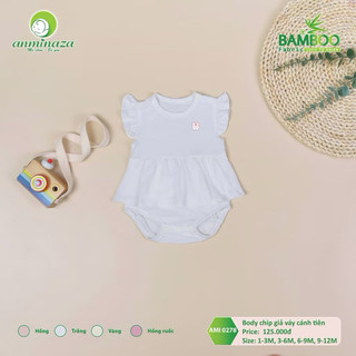 Body chip bé gái Anminaza Thiết Kế Giả Váy Vai Cánh Tiên Vải Sợi Tre Mềm Mại Co Dãn