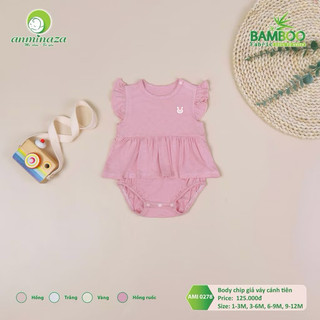 Body chip bé gái Anminaza Thiết Kế Giả Váy Vai Cánh Tiên Vải Sợi Tre Mềm Mại Co Dãn