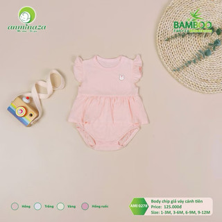 Body chip bé gái Anminaza Thiết Kế Giả Váy Vai Cánh Tiên Vải Sợi Tre Mềm Mại Co Dãn