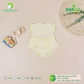 Body chip bé gái Anminaza Thiết Kế Giả Váy Vai Cánh Tiên Vải Sợi Tre Mềm Mại Co Dãn