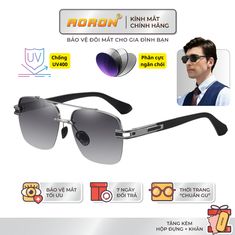 Ảnh Kính Mát Thời Trang Nam AORON Tròng Phân Cực Chống Tia UV400 Thiết Kế Gọng Vuông Sang Trọng Độc Đáo - AK061 1