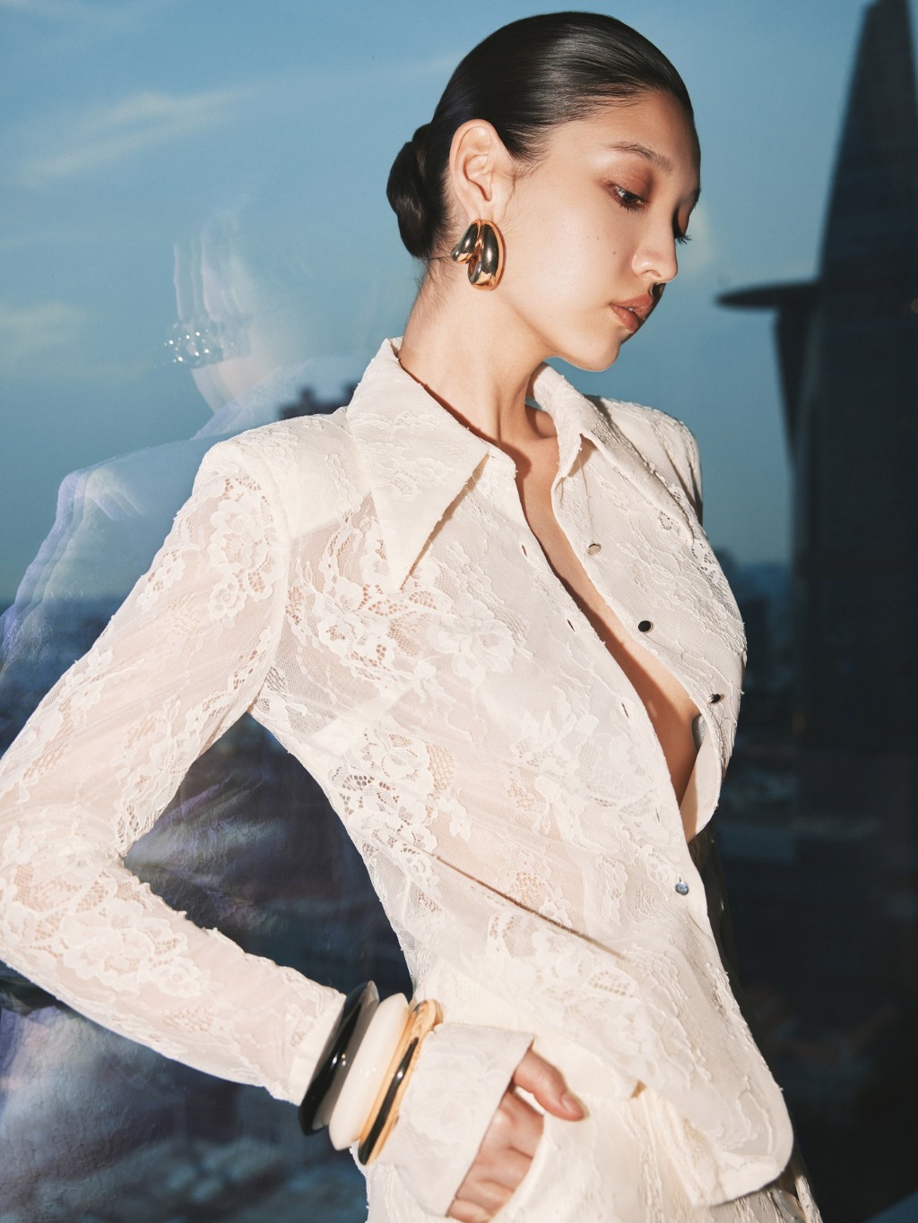 Ảnh Áo sơ mi ren organza Sienna Shirt HUONG BOUTIQUE HBSM1174 4
