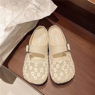 Dép Sục Nữ Mary Jane Quai Đai Lưới Hoa Phong Cách Hàn Quốc 2025