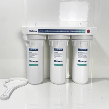 Bộ Lọc Thô Cao Cấp 3 Cấp Lọc 10 Inch Flukon (PP - Than- UF Flukon) Lọc Nước Máy, Tiền Lọc Ion Kiềm