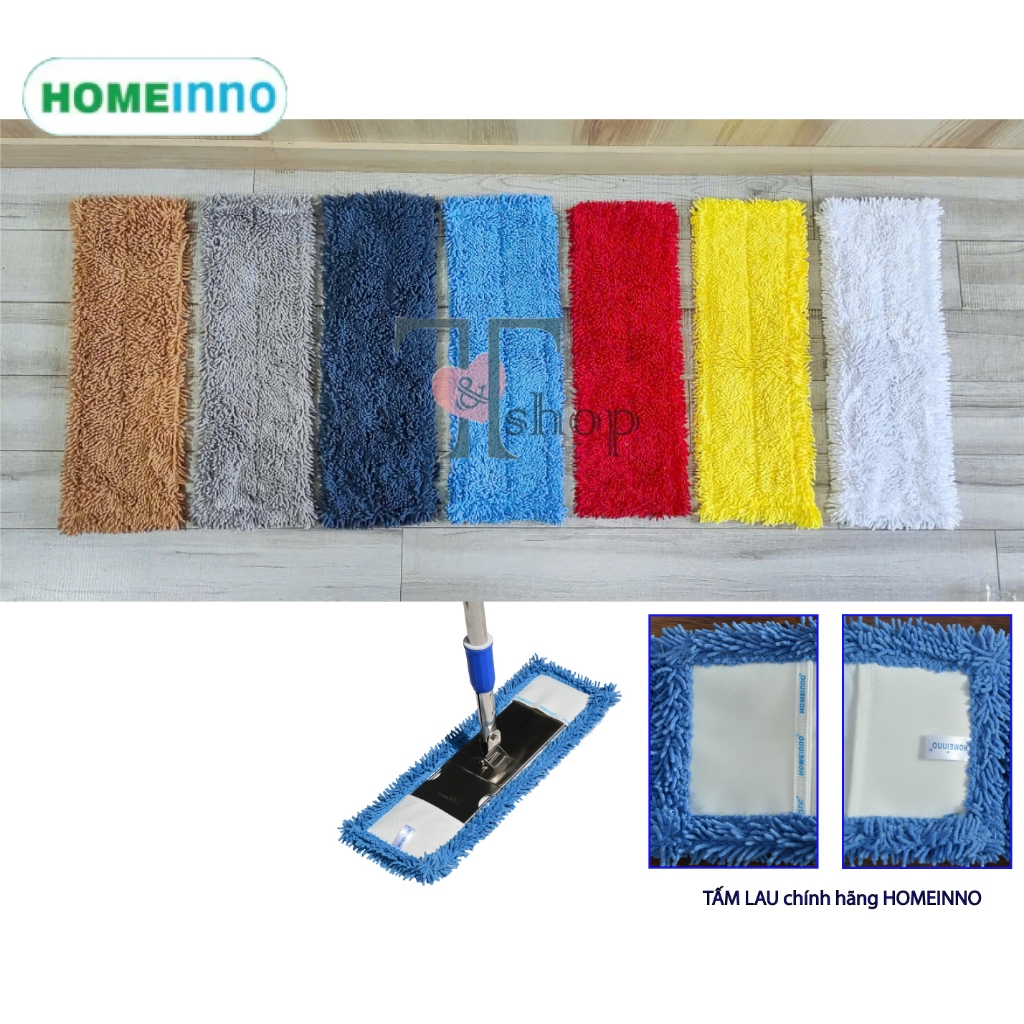 [HỎA TỐC]Tấm Lau Nhà Thay Thế Microfiber 45cm Kiểu Cài Homeinno Nhiều Màu (KHÔNG CÂY LAU)