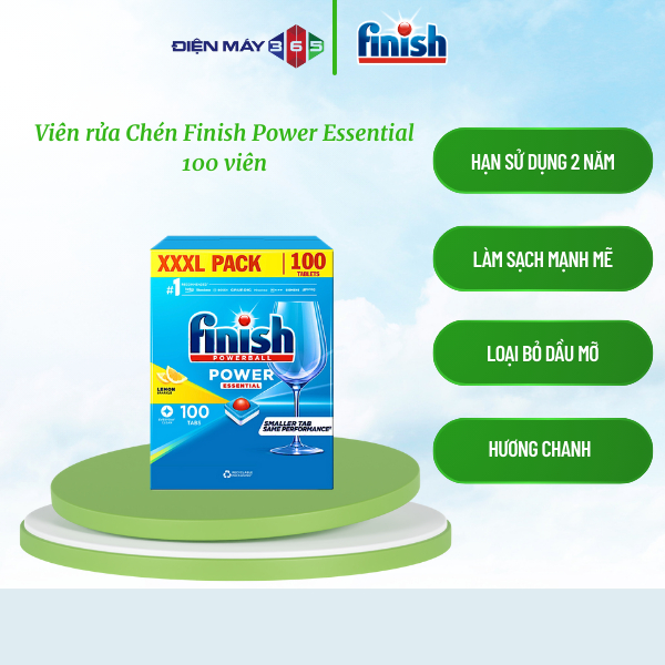 Finish Essential – Viên rửa chén máy – 100 viên tiện lợi – Làm sạch dầu ...