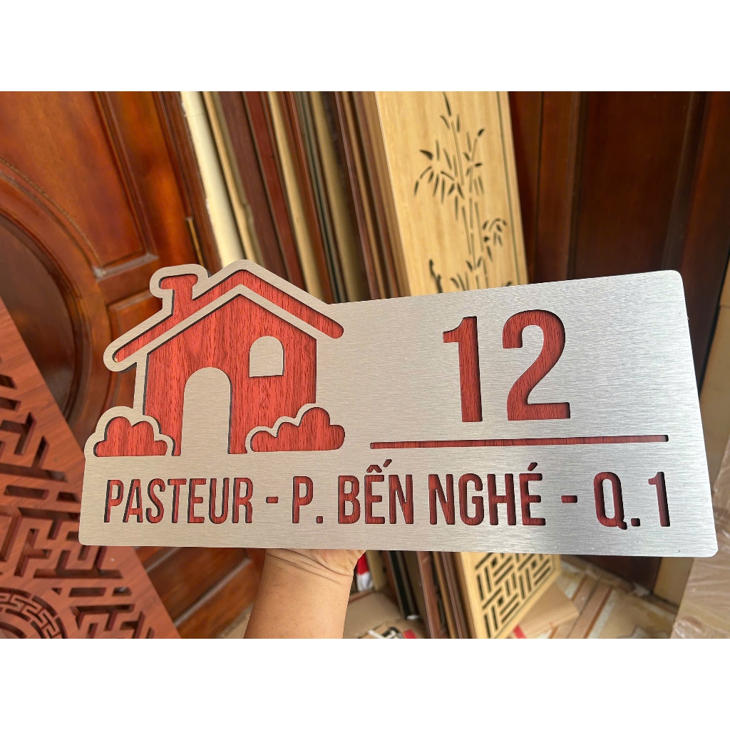 BẢNG SỐ NHÀ  DECOR HIỆN ĐẠI MÀU VÂN GỖ