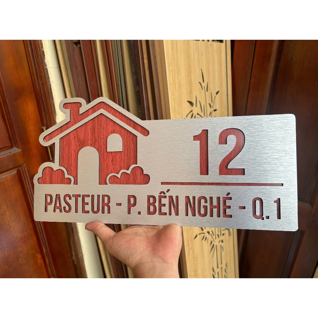 BẢNG SỐ NHÀ  DECOR HIỆN ĐẠI MÀU VÂN GỖ