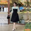 Đầm thiết kế BEMINE cổ V phối ren thêu hoa tay lửng dáng chữ A phù hợp đi làm, đi chơI-MT10133