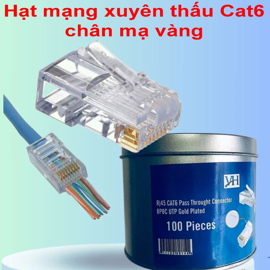 HẠT MẠNG RJ45 CAT6 XUYÊN THẤU CHÂN MẠ VÀNG | Shopee Việt Nam