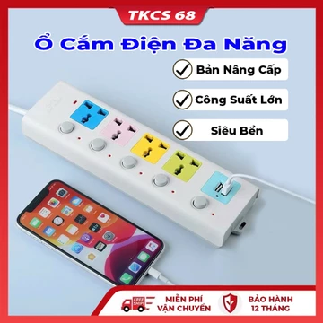 Ổ Cắm Điện Đa Năng M1Dây Dài Ổ Cắm Điện Thông Minh Công Suất Lớn 2 Cổng Cắm USB Chống Giật An Toàn