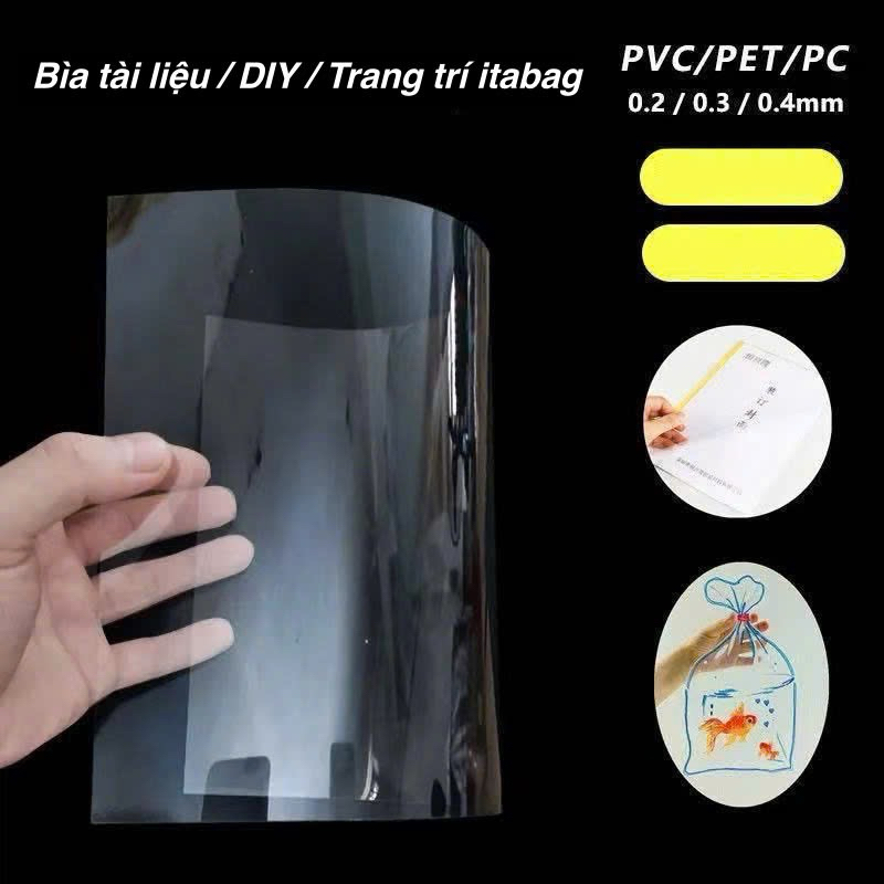 Combo 5 bìa bóng kính A4 tấm mica PVC trong suốt loại dày trang trí ...