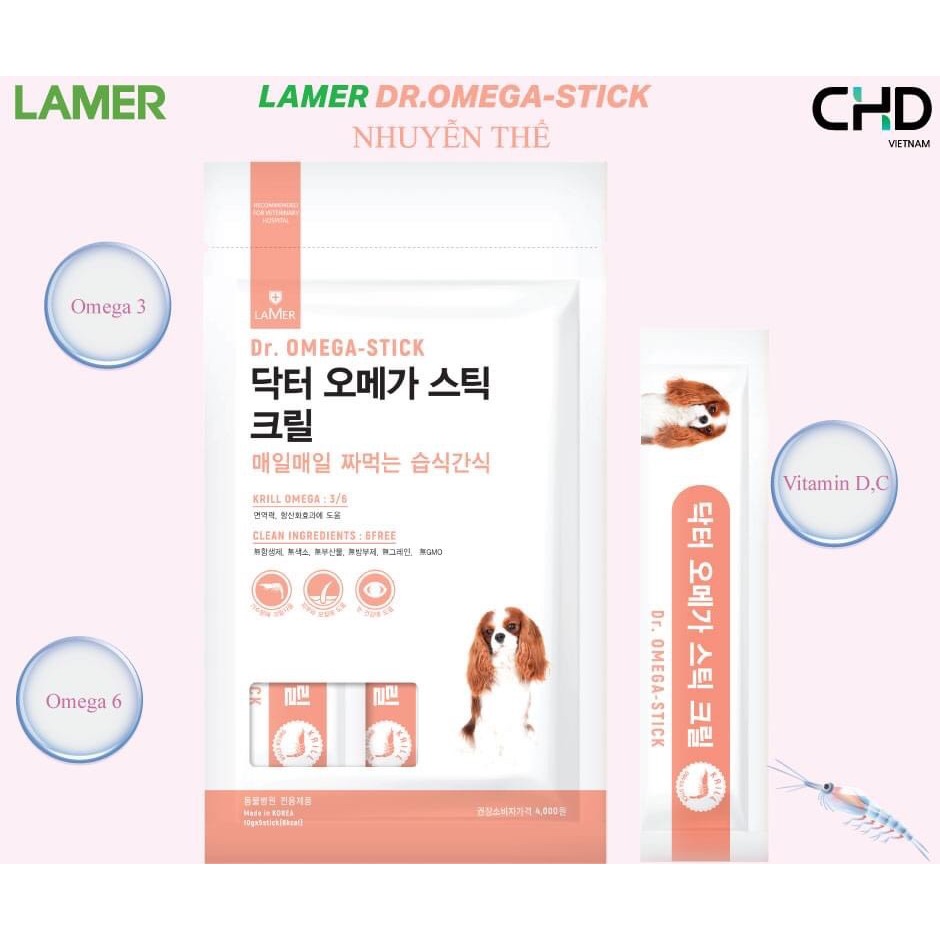 Sốt Thưởng Cho Chó Lộc Nhung&Cá Hồi hồi phục sức khoẻ tăng cường miễn dịch Dr Immune Stick 50g