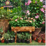 Chậu Gỗ Trồng Cây Dài Trang Trí Ban Công Sân Vườn Có Giá Đỡ, Chậu Trồng Cây Trang Trí Vườn Vintage Độc Đáo — ảnh 2