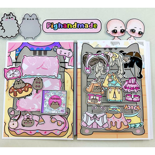 Đồ chơi bóc dán nhà Mèo Pusheen - Búp bê giấy Gacha