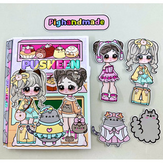 Đồ chơi bóc dán nhà Mèo Pusheen - Búp bê giấy Gacha
