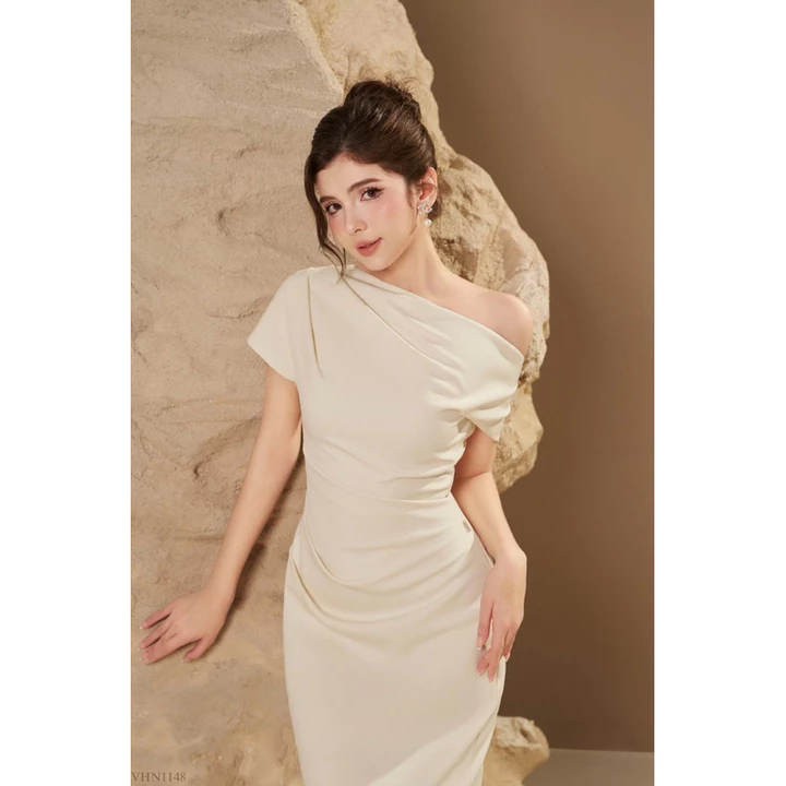 Váy body trễ vai dáng dài ôm body, đầm body dự sự kiện sang chảnh che khuyết điểm Logastore_L0195