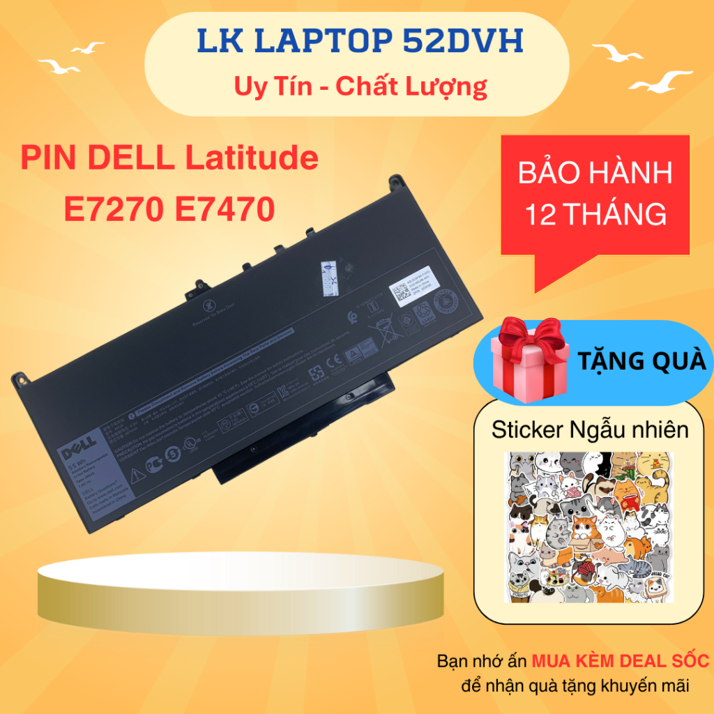 Pin Laptop Dell Latitude E7270 E7470 J60J5 7CJRC MC34Y 242WD GG4FM PDNM2 Mới 100%