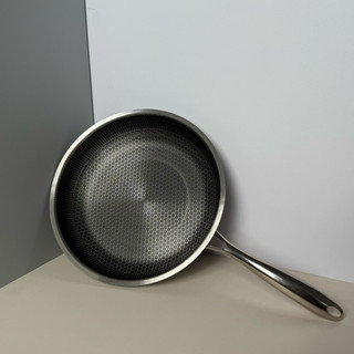 (28cm) Chảo Chống Dính Inox  – Đáy Bằng Vân Đá Tổ Ong, Dẫn Nhiệt Nhanh, Dùng Bếp Từ, Gas, Hồng Ngoại