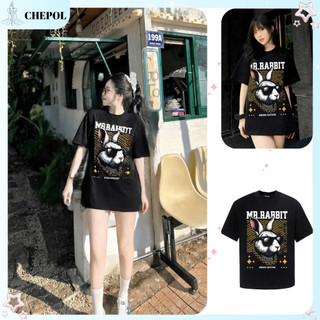 Áo thun Chepol in hình nổi chú thỏ cao cấp, áo phông chất cotton co dãn 4 chiều có big size đến 120kg CP_x6656