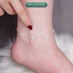 Lắc chân bạc nữ TLEE mặt hoa nhí bốn cánh xinh xắn TLEE JEWELRY LC0135 — ảnh 5