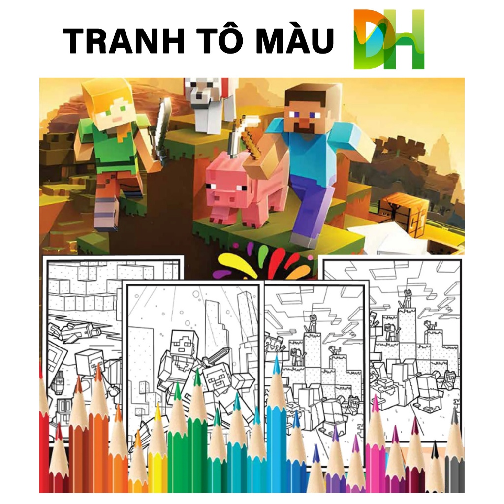 Bộ 50 Tờ Tranh Tô Màu Minecraft Cho Bé Tập Tô Sáng Tạo - Đồ chơi giấy ...
