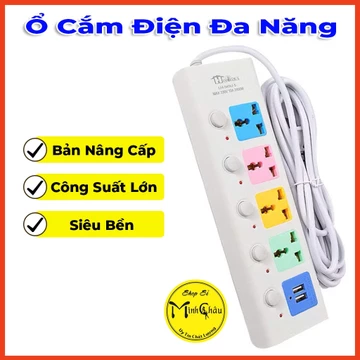 Ổ Cắm Điện Đa Năng M1 Công Suất Lớn Dây Dài Ổ Cắm Điện Thông Minh 2 Cổng Cắm USB Chống Giật An Toàn