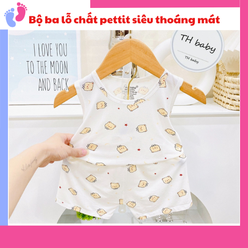 Bộ quần áo BA LỖ sát nách thun lạnh họa tiết thú đáng yêu cho bé trai bé gái 4-14kg