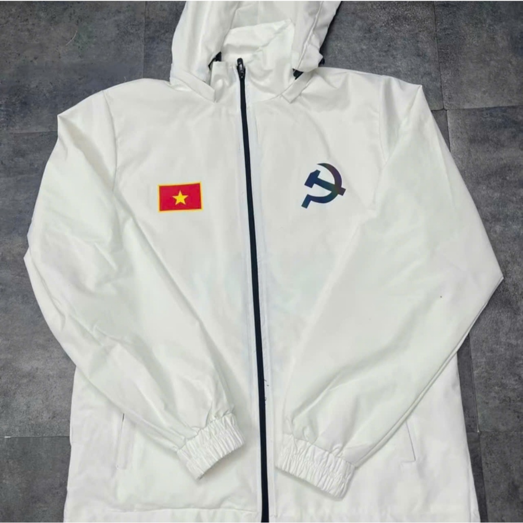 Áo gió hai lớp cờ Đảng chống thấm nước logo phản quang phù hợp chơi thể thao chạy bộ