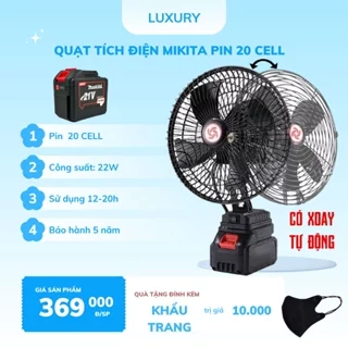 Quạt Tích Điện Lồng Sắt Makita, Kích Thước 8 Inch, pin 10-20 cell sử dụng 12-20h. Bảo hành 5 năm