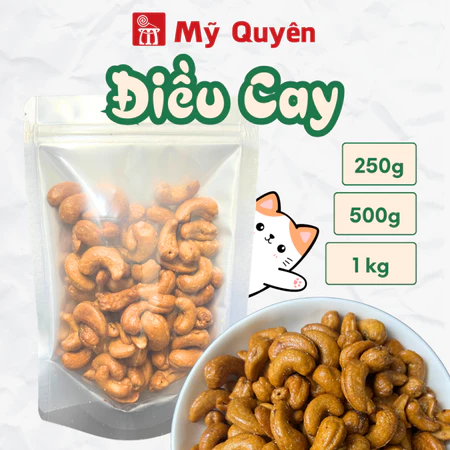 Hạt Điều Cay, vị bùi béo của điều và chili cay nhẹ, giòn tan không ngán - Shop Mỹ Quyên