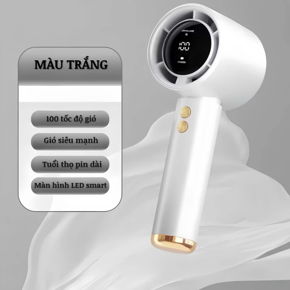 Quạt Cầm Tay Tích Điện DIDOOGLT Pin 10000mAh Gió Mạnh Màn Hình LED Sạc USB
