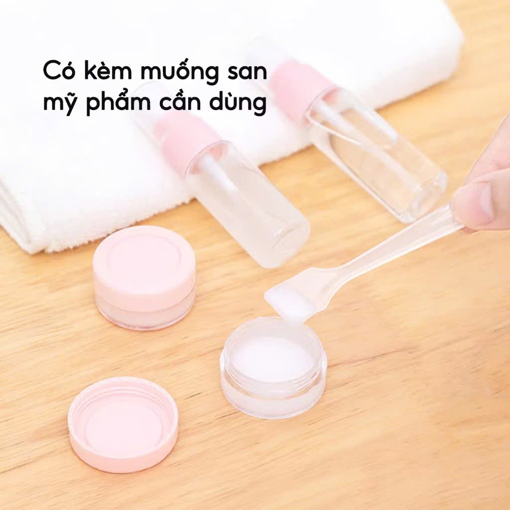 Set Lọ Chiết Dầu Gội Sữa Tắm An Toàn,Bộ 7 Chi Tiết Chiết Mỹ Phẩm Đa Dụng - BỘ CHIẾT MỸ PHẨM NHỎ GỌN DU LỊCH