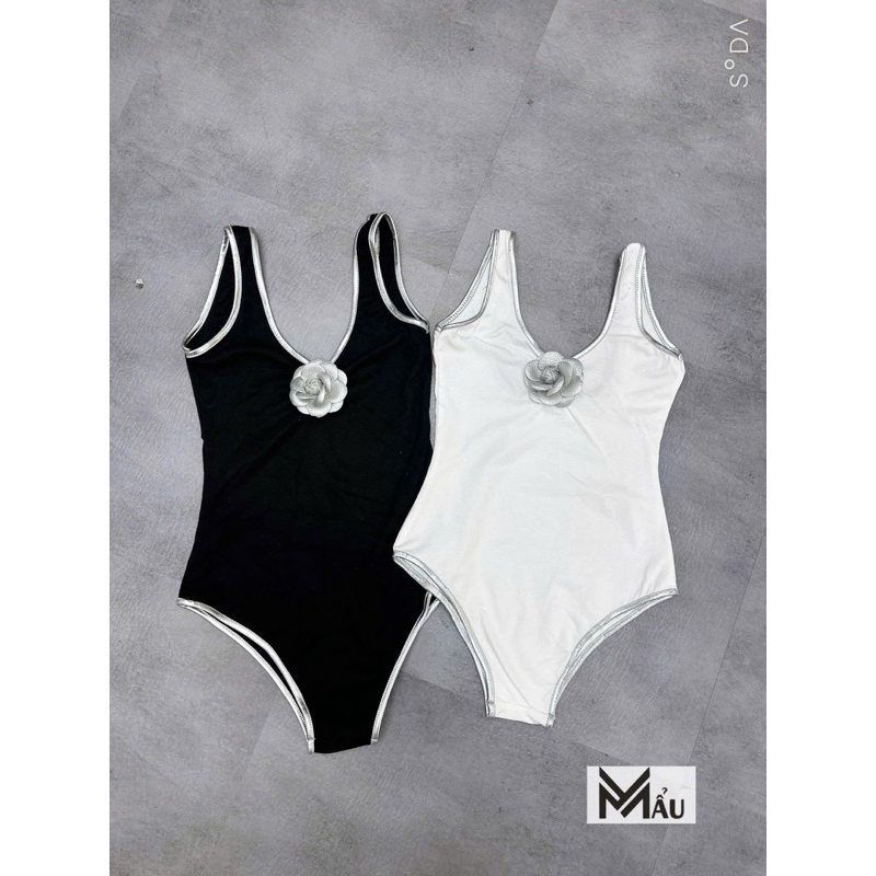 Áo body suits phối viền hoa ngực mix đồ xinh xỉu sẵn hàng