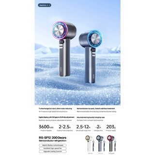 Quạt cầm tay mini Remax RS-SF12 Sò Lạnh 16 độ, Điều chỉnh 200 mức gió, Pin 3600mAh, Vỏ nhôm