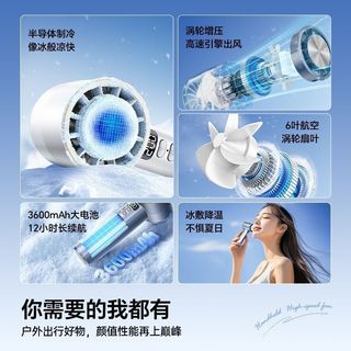 Quạt cầm tay mini Remax RS-SF12 Sò Lạnh 16 độ, Điều chỉnh 200 mức gió, Pin 3600mAh, Vỏ nhôm