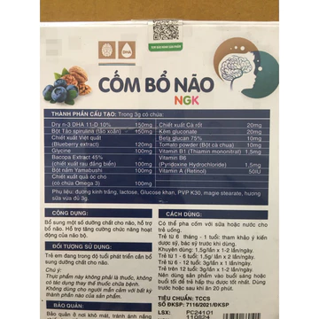 cốm bổ não ngk nagara, dha quả óc chó nhập đan mạch, tảo xoắn spirulina, kẽm, vitamin, bổ sung dưỡng chất cho não,bổ não