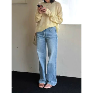 Quần jean ống đứng lưng cao basic tôn dáng, quần bò nữ lưng cao thời trang ullizang xứ A Nam